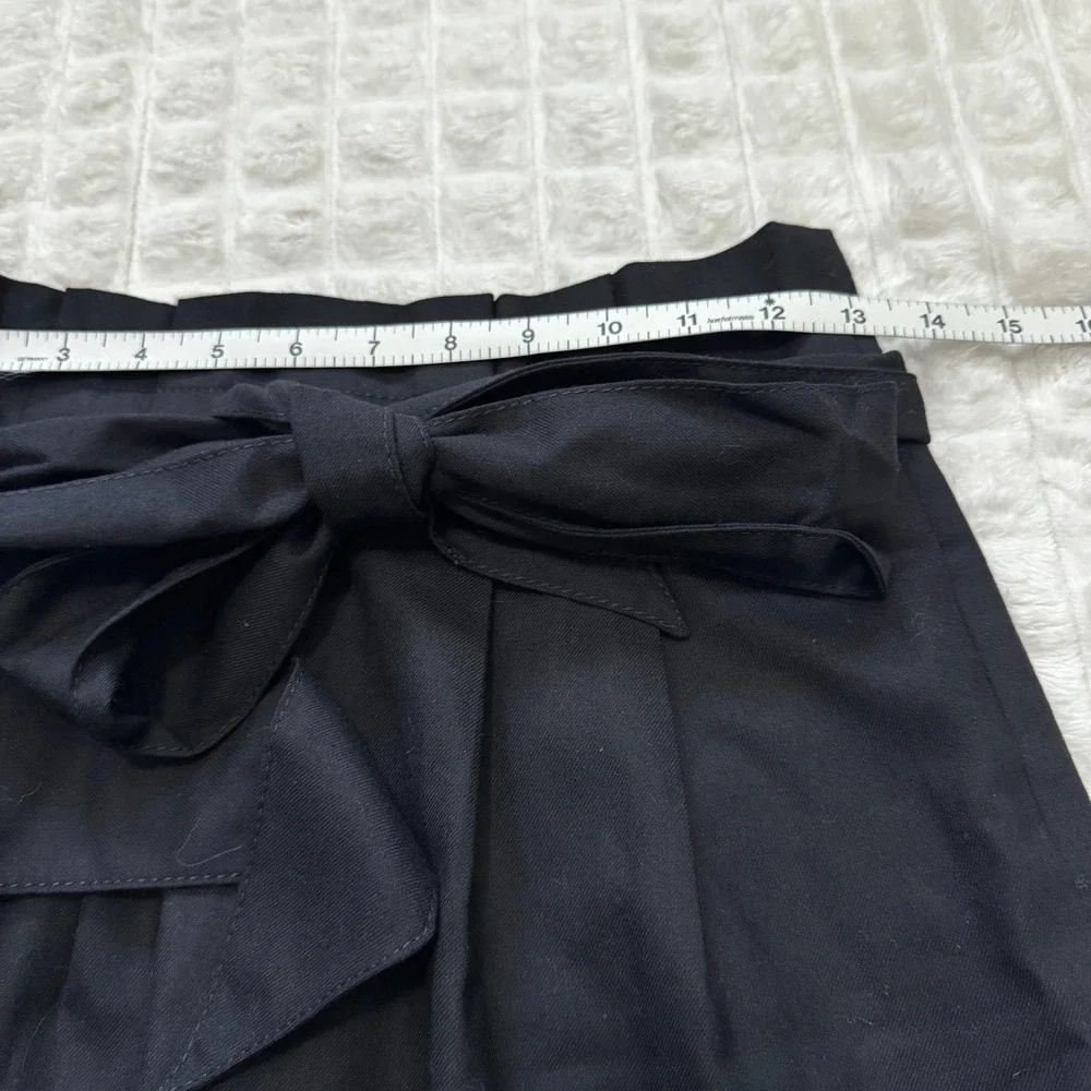 NEW J Crew 2 Black Wool Blend Belted Paper Bag Mini Skirt Capsule Classic